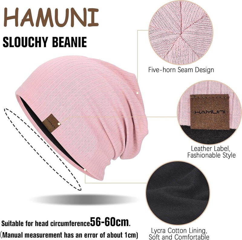 HAMUNI Slouchy Beanie for Men Women Soft Lightweight Running Beanie Hat Chemo Cap Skull Cap - Image 2